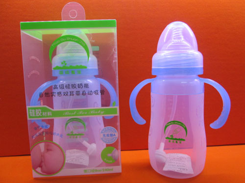 苗哺專家8安雙耳帶自動(dòng)吸管高級硅膠奶瓶