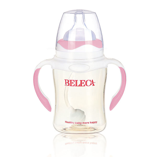 貝樂(lè)嘉粉白兩色雙柄嬰兒PP奶瓶