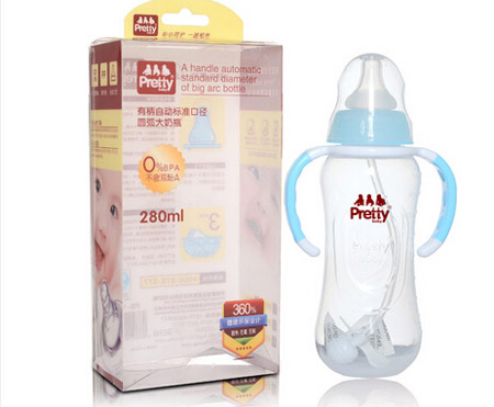 prettybaby有柄自動標(biāo)準(zhǔn)口徑圓弧大奶瓶280ML