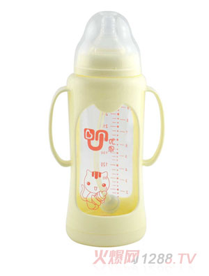 優(yōu)恩寬口防摔防爆玻璃奶瓶260ml