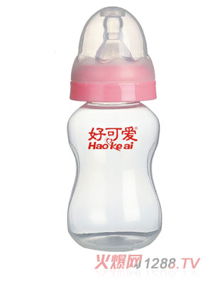 好可愛(ài)標(biāo)口弧形奶瓶80ml