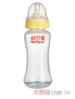 好可愛(ài)標(biāo)口弧形奶瓶300ml