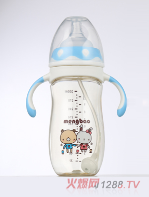 盟寶企鵝型PPSU奶瓶藍(lán)色-300ml