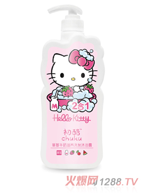 Hello Kitty初酷草莓牛奶滋養(yǎng)洗發(fā)沐浴露 900ml