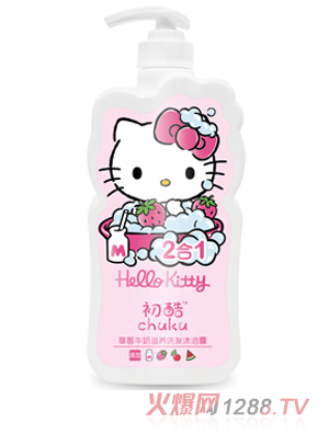 Hello Kitty初酷草莓牛奶滋養(yǎng)洗發(fā)沐浴露 400ml